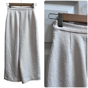 Wilfred Aritzia Ivory High Rise Textured Crepe Crop Size 2XS Pant 21 Inch Inseam